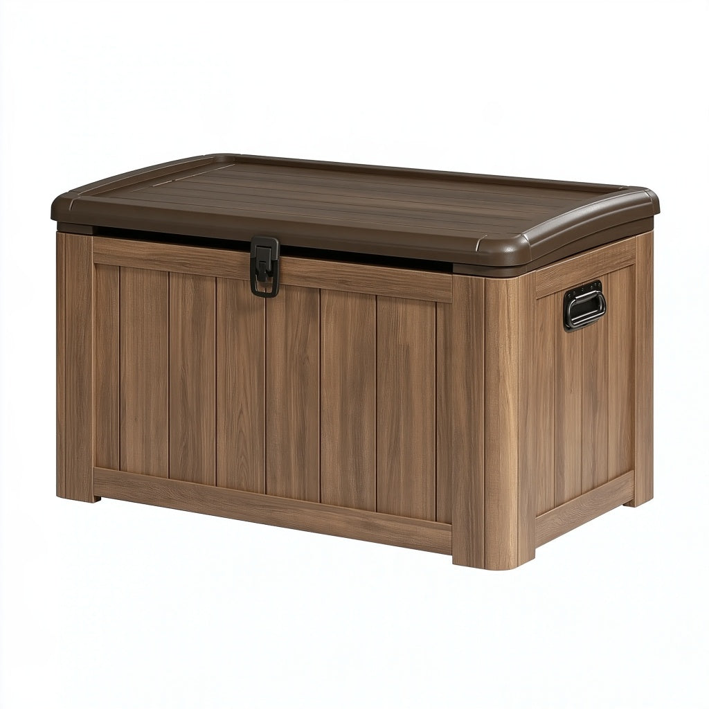 Aufbewahrungsbox 120 x 60 x 63 cm Kunststoff Braun mit Deckel für Garten und Terrasse