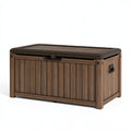 Garten-Aufbewahrungsbox 120 x 55 x 60 cm Kunststoff Braun in Holzoptik mit Deckel