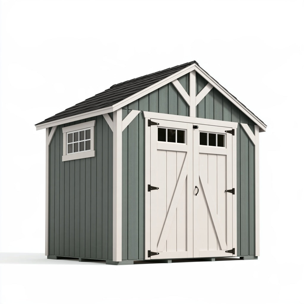 Gartenhaus 240 x 180 x 230 cm Holz Grün Weiß mit Doppeltür im Landhausstil