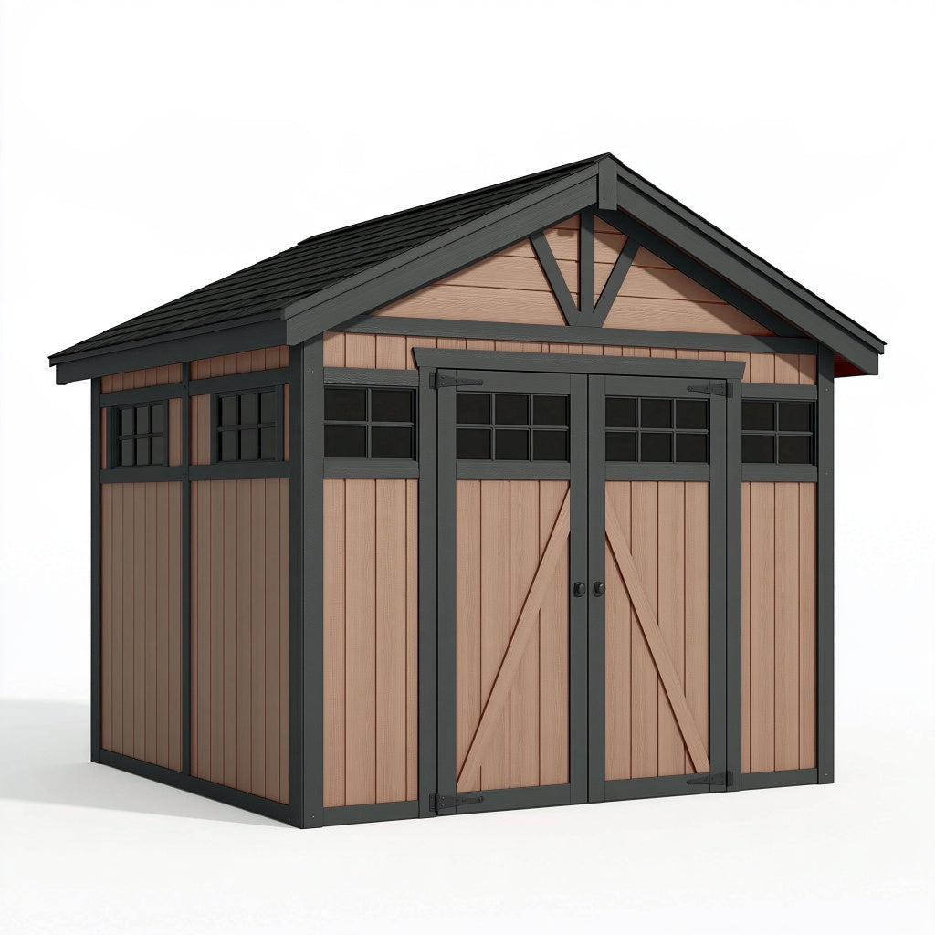 Gartengerätehaus 240 x 180 x 220 cm Holzoptik Braun Anthrazit mit Doppeltür