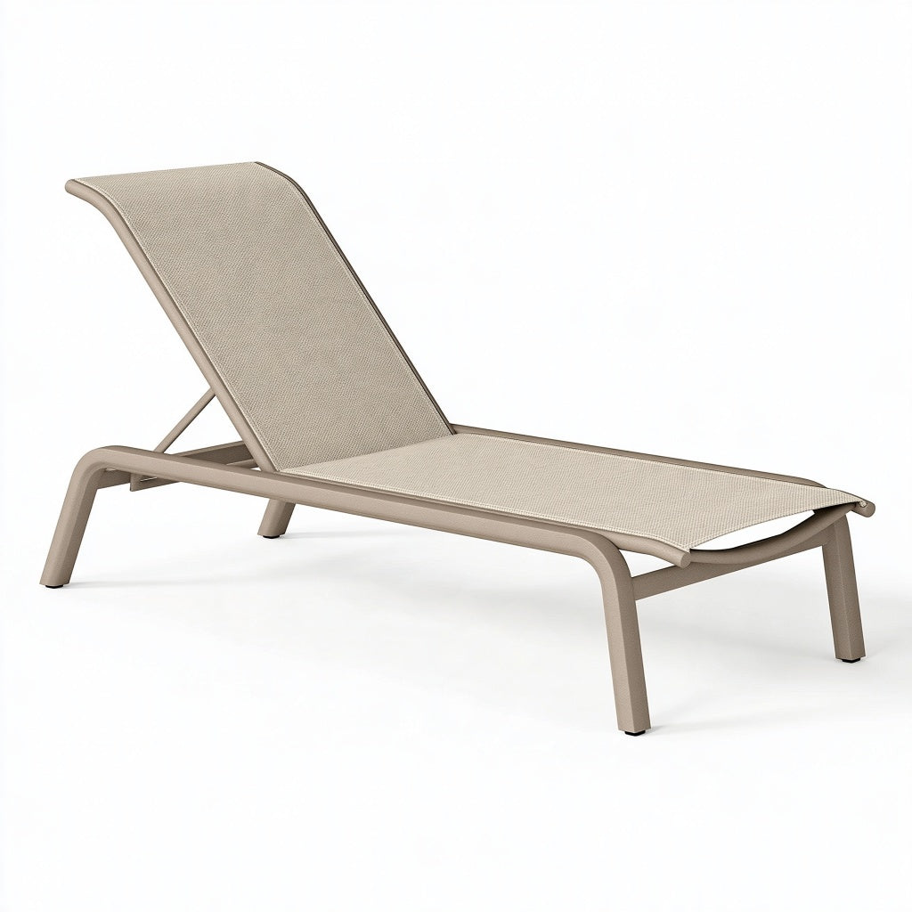 Sonnenliege 200 x 70 x 35 cm Beige - Metallgestell mit Textilbespannung für Garten und Terrasse