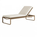 Gartenliege 200 x 70 x 35 cm Kunststoffgeflecht Braun Creme verstellbare Rückenlehne