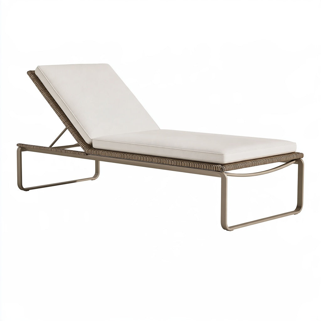 Gartenliege 200 x 70 x 85 cm mit Metallgestell in Beige und Braun verstellbar