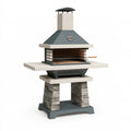 Grillkamin 120 x 70 x 210 cm Beton Stahl Grau für den Garten mit Kaminhaube