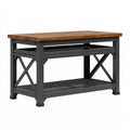 Werkbank 120 x 60 x 90 cm Holz und Metall Braun Schwarz mit Ablage im Industrie Stil