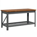 Werkbank 120 x 60 x 90 cm mit Holzplatte und Metallgestell Braun Schwarz Industriestil