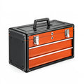 Werkzeugkoffer 50 x 25 x 35 cm Metall Schwarz/Orange mit 3 Schubladen tragbar