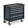 Werkzeugwagen 77 x 46 x 95 cm aus Stahl in Schwarz Blau mit 5 Schubladen