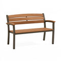 Gartenbank 125 x 60 x 85 cm Holz Metall Braun Anthrazit für Außenbereich mit Rückenlehne